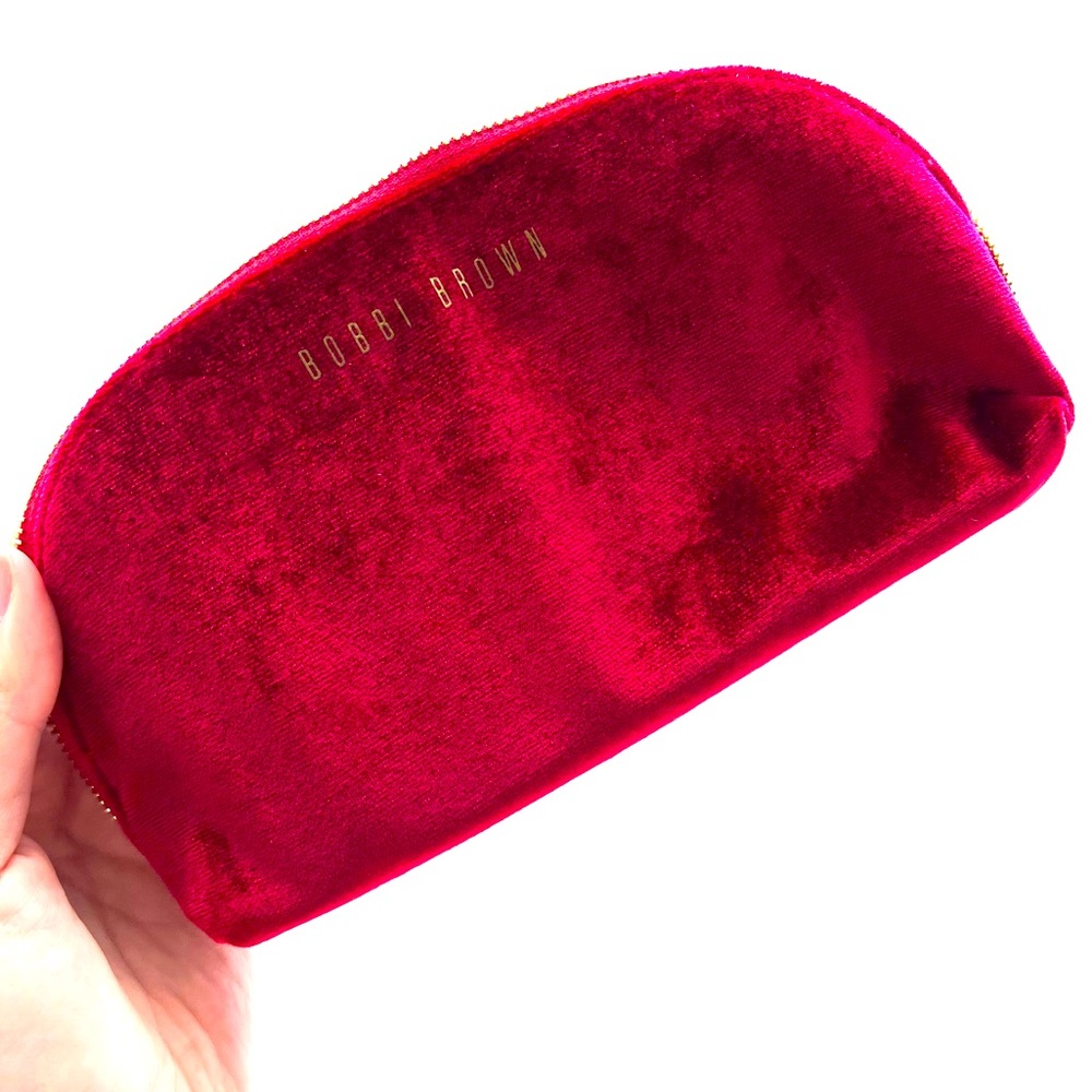 NEW Bobbi Brown Red Velvet Gold Cosmetic Bag